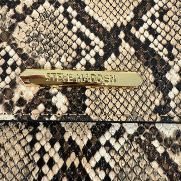 Steve Madden Women's Snake Skin Crossbody Purse Bag Handbag Gold Chain Strap - Picture 3 of 12